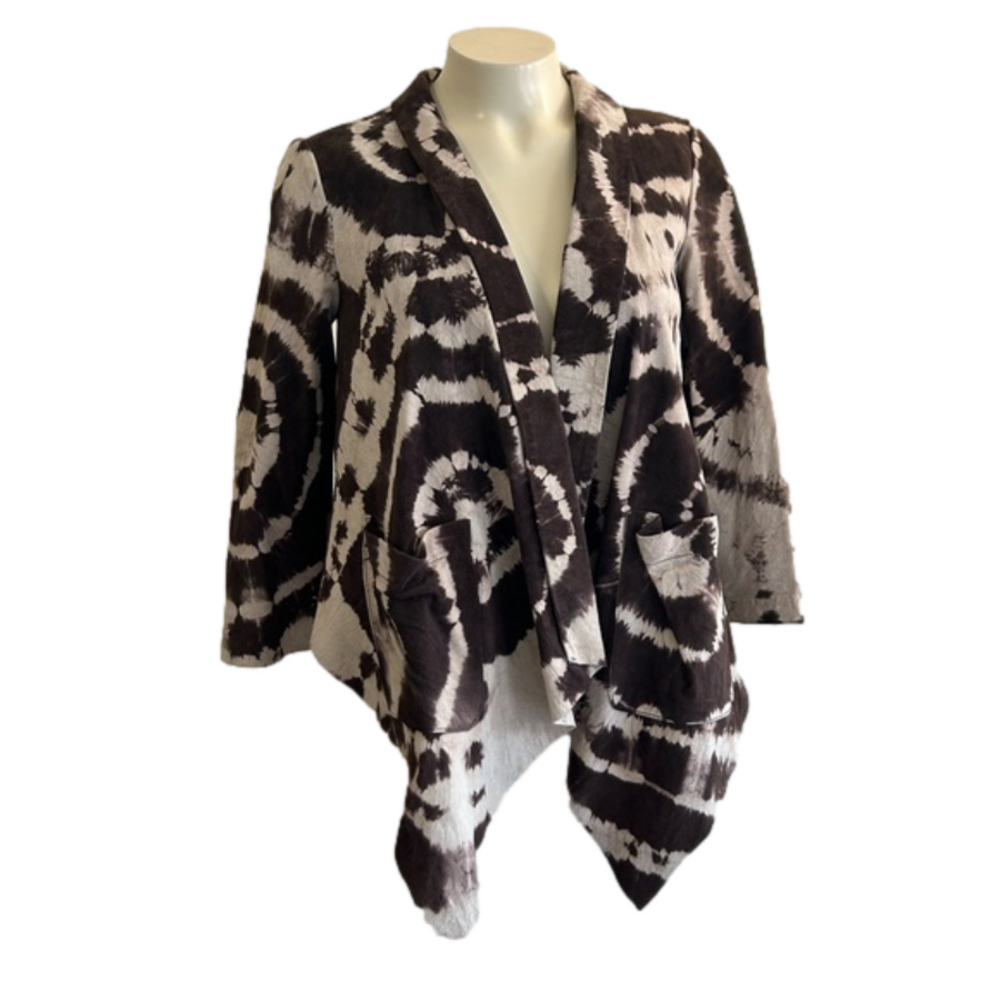 Rachael Roy Animal Print 100% length uneven hi low open front thin cardigan XXS